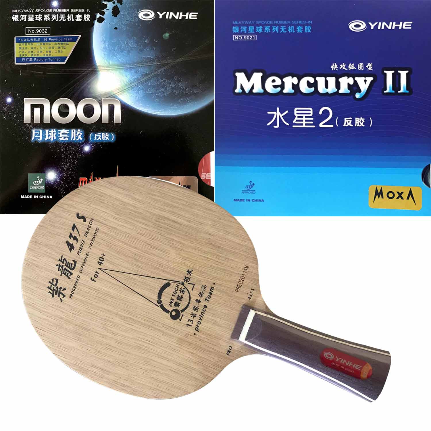 Table Tennis Zhang Jike - Raquette Pro Combo YINHE Purple Dragon